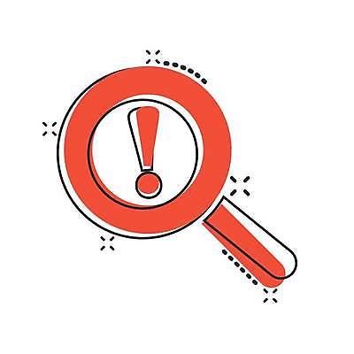 EPS 해외이미지 일러스트 돋보기 사람없음 주황색 느낌표 라인아트 해외일러스트 기호 선 컬러 파일형식 벡터 이미지허브