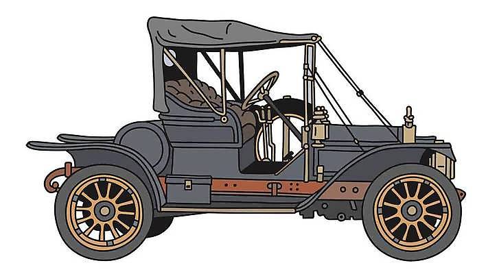 EPS 해외이미지 일러스트 자동차 사람없음 검은색 빈티지 클래식 오픈카 복고 클래식카 해외일러스트 육상교통 컬러 컨셉 승용차 파일형식 벡터 이미지허브