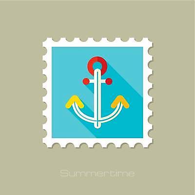 EPS 해외이미지 하늘색 일러스트 사람없음 닻 우표 해외일러스트 파란색 파일형식 벡터 이미지허브