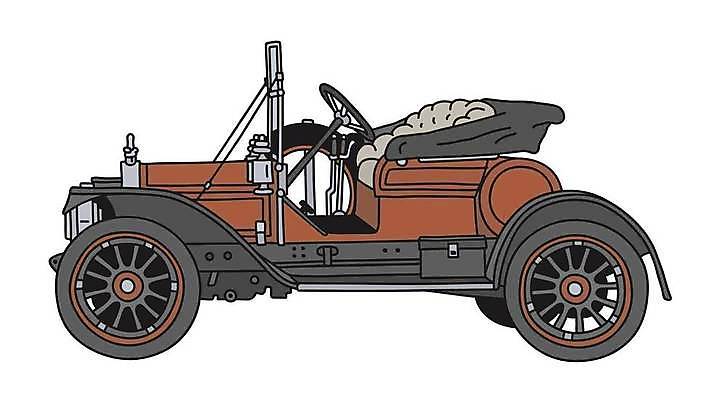 EPS 해외이미지 일러스트 자동차 사람없음 빨간색 검은색 빈티지 오픈 클래식 오픈카 복고 클래식카 해외일러스트 육상교통 컬러 컨셉 승용차 파일형식 벡터 이미지허브