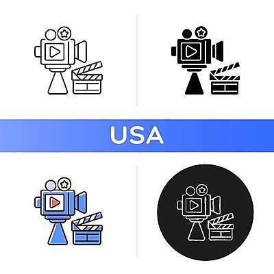 EPS 해외이미지 디자인 일러스트 사람없음 카메라 미국 장비 플랫 클래퍼보드 필름 영화 할리우드 해외일러스트 북아메리카 문화예술 전자제품 로스앤젤레스 파일형식 벡터 이미지허브