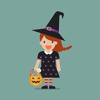 EPS 해외이미지 전신 여자 어린이 일러스트 사탕 한명 서기 웃음 들기 할로윈 마녀 마녀복장 사탕바구니 잭오랜턴 소녀한명만 해외일러스트 1 모션 디저트 표정 사람 바구니 이벤트의상 여자한명만 소녀만 파일형식 벡터 이미지허브
