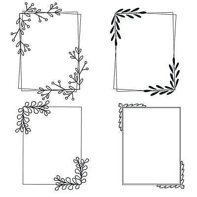 EPS 해외이미지 디자인 잎 일러스트 프레임 사람없음 세트 사각형 해외일러스트 도형 식물 파일형식 벡터 이미지허브