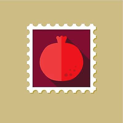 EPS 해외이미지 일러스트 사람없음 빨간색 석류 우표 해외일러스트 컬러 과일 파일형식 벡터 이미지허브