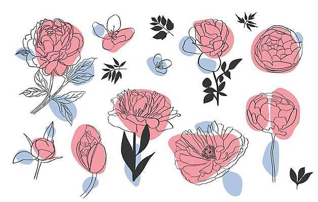 EPS 해외이미지 디자인 꽃 잎 꽃무늬 일러스트 사람없음 엘리먼트 해외일러스트 식물 무늬 파일형식 벡터 이미지허브