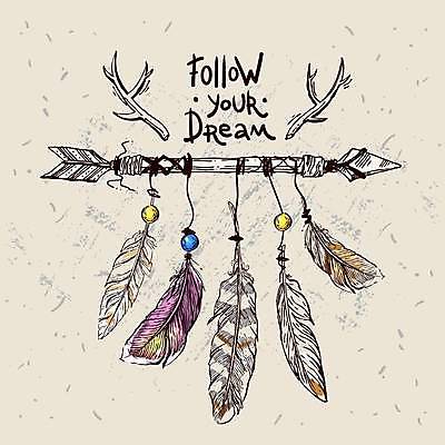 EPS 해외이미지 디자인 일러스트 추상 화살 사람없음 장식 스케치 깃털 엘리먼트 드림캐쳐 스타일 해외일러스트 무늬 미술 파일형식 벡터 이미지허브