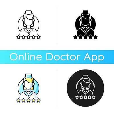 EPS 해외이미지 디자인 일러스트 사람모양 건강 사람없음 의사 플랫 온라인 리뷰 별점 원격의료 해외일러스트 모양 의학 진료 의료진 점수 평가 원격 파일형식 벡터 이미지허브