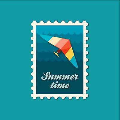 EPS 해외이미지 바다 일러스트 사람없음 파란색 행글라이더 우표 해외일러스트 스포츠 컬러 파일형식 벡터 이미지허브