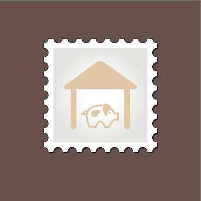 EPS 해외이미지 한마리 일러스트 사람없음 회색 돼지 우표 베이지색 양돈장 해외일러스트 1 컬러 포유류 축사 파일형식 벡터 이미지허브