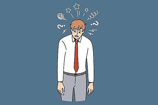 EPS 해외이미지 남자 감정 일러스트 피곤 한명 상반신 성인 비즈니스맨 좌절 남색 성인남자한명만 해외일러스트 1 컬러 컨셉 비즈니스 사람 직장인 남자한명만 성인남자만 파일형식 벡터 이미지허브