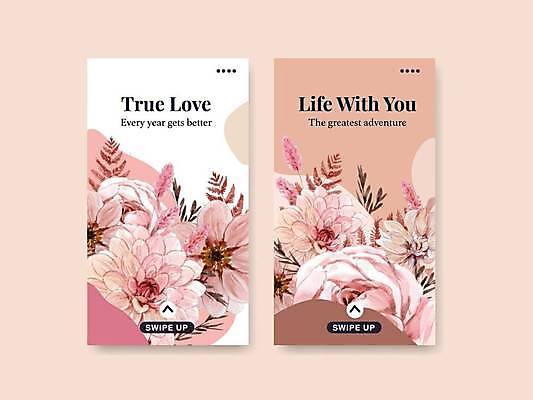 EPS 해외이미지 꽃 분홍색 잎 일러스트 사람없음 분위기 손그림 감성 해외일러스트 식물 컬러 컨셉 파일형식 벡터 이미지허브