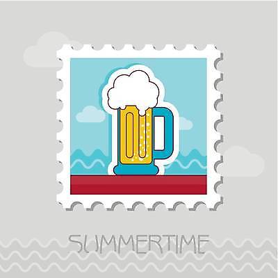 EPS 해외이미지 하늘색 일러스트 맥주 사람없음 노란색 맥주잔 우표 맥주거품 해외일러스트 컬러 술잔 주류 파란색 거품 파일형식 벡터 이미지허브