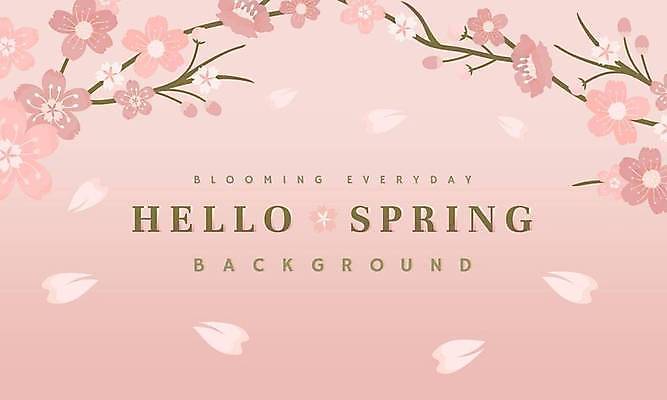 EPS 해외이미지 디자인 분홍색 백그라운드 일러스트 타이포그라피 사람없음 벚꽃 해외일러스트 문자 꽃 컬러 파일형식 벡터 이미지허브