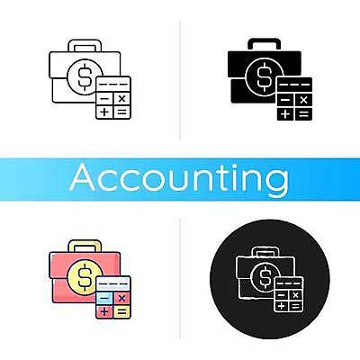 EPS 해외이미지 디자인 서류가방 일러스트 사람없음 금융 계산기 플랫 예산 해외일러스트 가방 문구용품 경제 장비 파일형식 벡터 이미지허브