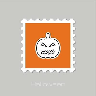 EPS 해외이미지 일러스트 사람없음 주황색 할로윈 흰색 우표 잭오랜턴 해외일러스트 컬러 파일형식 벡터 이미지허브