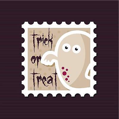 EPS 해외이미지 일러스트 사람없음 할로윈 유령 우표 베이지색 해외일러스트 컬러 파일형식 벡터 이미지허브