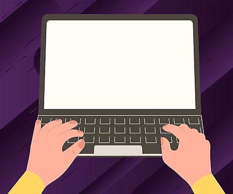 EPS 해외이미지 손 백그라운드 일러스트 프레임 신체부위 노트북 카피스페이스 해외일러스트 사람 전자제품 공백 파일형식 벡터 이미지허브