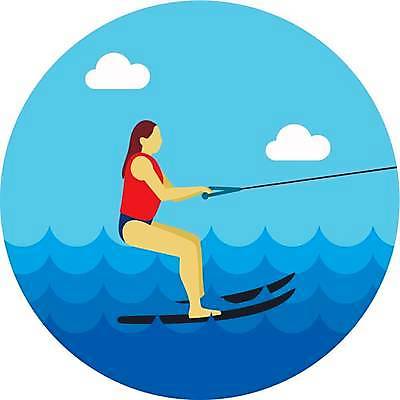 EPS 해외이미지 전신 여자 바다 하늘색 일러스트 한명 성인 여름 잡기 수상스키 성인여자한명만 해외일러스트 1 계절 모션 사람 파란색 수상스포츠 여자한명만 성인여자만 파일형식 벡터 이미지허브