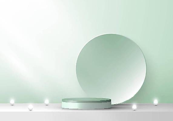 EPS 해외이미지 모양 백그라운드 일러스트 추상 바닥 그림자 서기 이벤트 내부 장식 초록색 빛 3D 우주 화장품 무대 흰색 원형 발표 상품 전시회 받침대 오브젝트 진열장 네온 쇼 장면 부드러움 스포트라이트 기하학 단상 빛망울 광 실린더 지휘대 주도 현실 미니멀 해외일러스트 도형 컬러 무늬 모션 뷰티 전시 예절 감각 디지털합성 파일형식 벡터 이미지허브