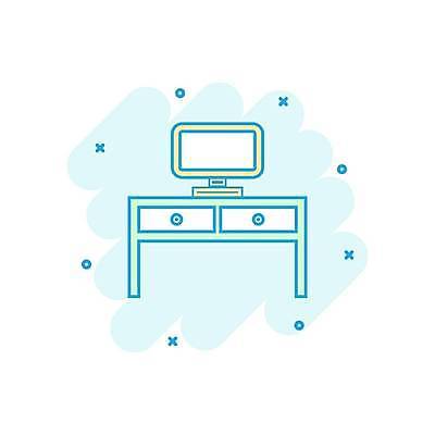 EPS 해외이미지 일러스트 사람없음 모니터 책상 민트색 해외일러스트 컬러 가구 컴퓨터 파일형식 벡터 이미지허브