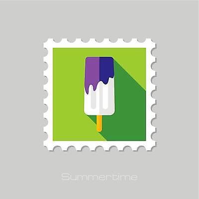 EPS 해외이미지 일러스트 사람없음 초록색 보라색 흰색 우표 막대아이스크림 해외일러스트 컬러 아이스크림 파일형식 벡터 이미지허브