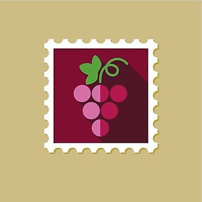 EPS 해외이미지 일러스트 포도 사람없음 초록색 자주색 우표 포도넝쿨 포도잎 해외일러스트 컬러 잎 과일 덩굴 파일형식 벡터 이미지허브