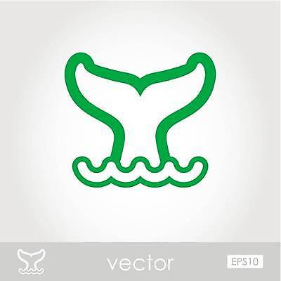 EPS 해외이미지 물결 일러스트 사람없음 초록색 심볼 라인아트 고래 꼬리 물결무늬 해외일러스트 선 컬러 무늬 포유류 수중동물 파일형식 벡터 이미지허브