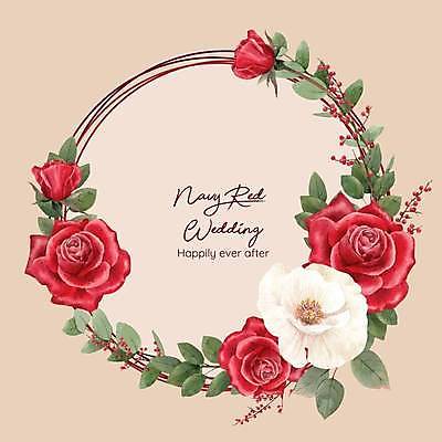 EPS 해외이미지 결혼 잎 일러스트 프레임 글자캘리그라피 사람없음 빨간색 장미 원형 베이지색 프레임일러스트 해외일러스트 도형 식물 꽃 컬러 캘리그라피 이벤트 파일형식 벡터 이미지허브