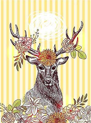 EPS 해외이미지 디자인 꽃 분홍색 꽃무늬 일러스트 추상 사슴 사람없음 장식 스케치 주둥이 엘리먼트 스타일 해외일러스트 식물 컬러 무늬 포유류 미술 파일형식 벡터 이미지허브