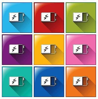 EPS 해외이미지 일러스트 버튼 사람없음 컬러풀 건전지 충전 해외일러스트 컬러 파일형식 벡터 이미지허브