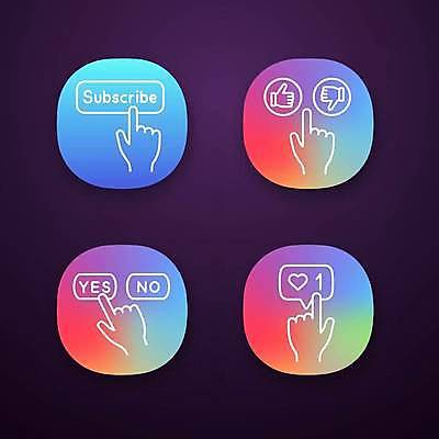 EPS 해외이미지 말풍선 일러스트 버튼 사람없음 컬러풀 터치 하트 선택 어플리케이션 손모양 따봉 그라데이션 구독 소셜네트워크 해외일러스트 모양 컬러 컨셉 최고 파일형식 벡터 손_신체부위 이미지허브