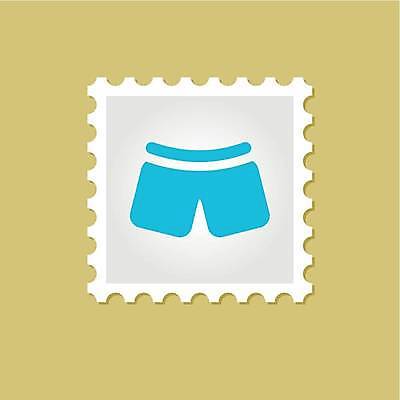 EPS 해외이미지 일러스트 반바지 사람없음 여름 파란색 회색 우표 해외일러스트 계절 컬러 바지 파일형식 벡터 이미지허브