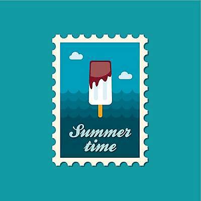 EPS 해외이미지 바다 일러스트 사람없음 파란색 갈색 흰색 우표 막대아이스크림 해외일러스트 컬러 아이스크림 파일형식 벡터 이미지허브