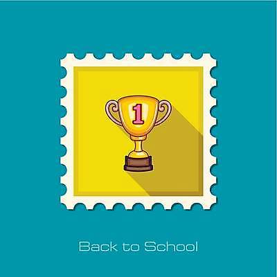 EPS 해외이미지 일러스트 사람없음 노란색 우승 트로피 우표 해외일러스트 컬러 최고 상_우승 파일형식 벡터 이미지허브