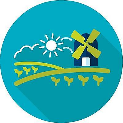 EPS 해외이미지 구름 하늘색 일러스트 사람없음 태양 새싹 풍차 풍차집 해외일러스트 자연요소 식물 파란색 파일형식 벡터 이미지허브