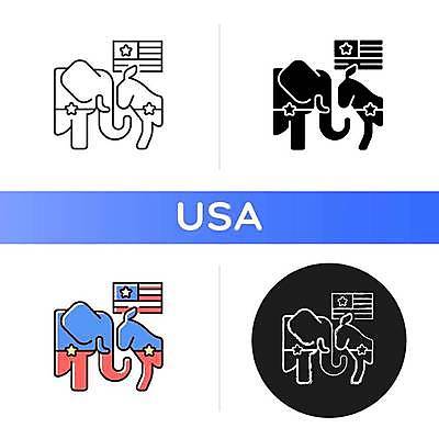 EPS 해외이미지 디자인 일러스트 코끼리 사람없음 미국 경쟁 플랫 투표 선거 민주주의 정부 정치 해외일러스트 컨셉 북아메리카 포유류 파일형식 벡터 이미지허브