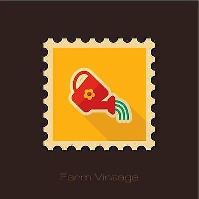 EPS 해외이미지 꽃무늬 일러스트 사람없음 빨간색 노란색 물뿌리개 우표 물뿌리기 해외일러스트 꽃 컬러 무늬 모션 파일형식 벡터 이미지허브