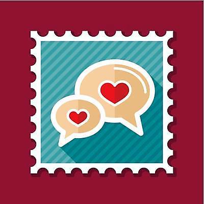 EPS 해외이미지 말풍선 일러스트 사랑 사람없음 빨간색 파란색 하트 우표 베이지색 해외일러스트 모양 감정 컬러 파일형식 벡터 이미지허브