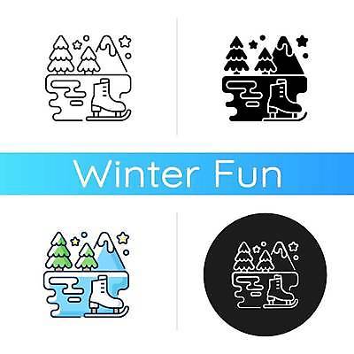 EPS 해외이미지 나무 겨울 일러스트 사람없음 세트 얼음 스케이트 스케이팅 플랫 빙판 아이스스케이트 해외일러스트 자연요소 식물 계절 스포츠용품 겨울스포츠 파일형식 벡터 이미지허브