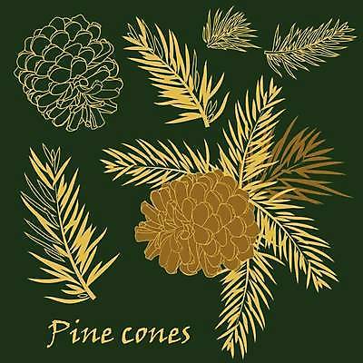 EPS 해외이미지 크리스마스 겨울 일러스트 사람없음 솔방울 솔잎 해외일러스트 계절 기념일 잎 파일형식 벡터 이미지허브