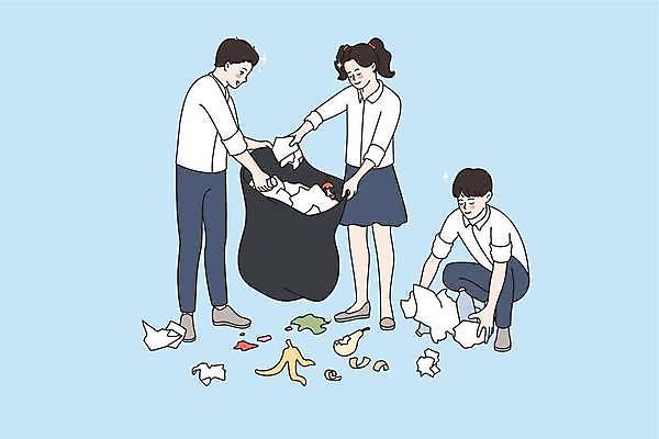 EPS 해외이미지 전신 여자 남자 교복 하늘색 일러스트 청소년 함께함 서기 세명 자연보호 그린캠페인 쓰레기 에코 웅크림 쓰레기봉투 쓰레기줍기 치우기 십대만 줍기 해외일러스트 옷 캠페인 컨셉 모션 자연 봉투 사람 파란색 환경 보호 파일형식 벡터 이미지허브