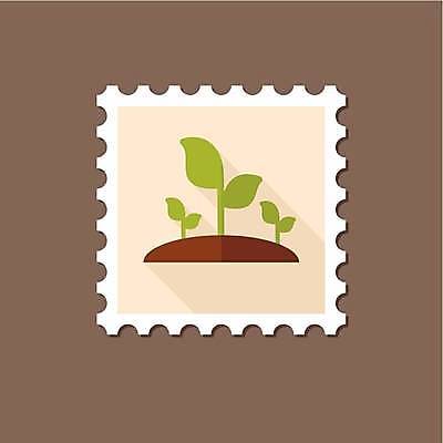 EPS 해외이미지 일러스트 사람없음 연두색 새싹 땅 우표 베이지색 해외일러스트 식물 컬러 초록색 파일형식 벡터 이미지허브