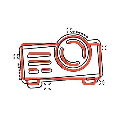 EPS 해외이미지 라인일러스트 일러스트 사람없음 주황색 프로젝터 해외일러스트 컬러 파일형식 벡터 이미지허브