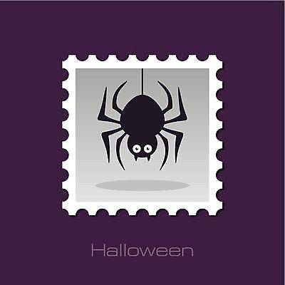 EPS 해외이미지 한마리 일러스트 사람없음 검은색 할로윈 회색 거미 우표 해외일러스트 1 컬러 곤충 파일형식 벡터 이미지허브
