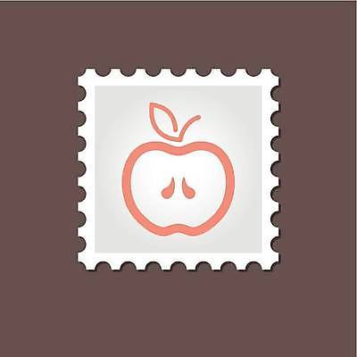 EPS 해외이미지 분홍색 일러스트 단면 사람없음 회색 사과 우표 반쪽사과 해외일러스트 컬러 과일 파일형식 벡터 이미지허브