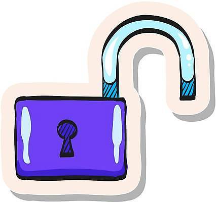 EPS 해외이미지 스티커 일러스트 자물쇠 사람없음 보라색 심볼 해외일러스트 컬러 파일형식 벡터 이미지허브