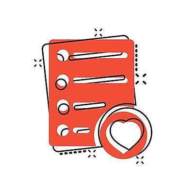 EPS 해외이미지 라인일러스트 일러스트 사람없음 주황색 하트 위시리스트 해외일러스트 모양 컬러 파일형식 벡터 이미지허브