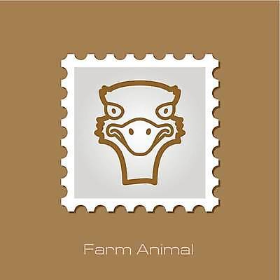 EPS 해외이미지 한마리 일러스트 사람없음 갈색 타조 우표 베이지색 해외일러스트 1 컬러 조류 파일형식 벡터 이미지허브