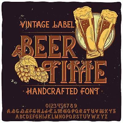 EPS 해외이미지 디자인 일러스트 맥주 타이포그라피 사람없음 라벨 빈티지 복고 맥주잔 스타일 홉 해외일러스트 식물 문자 컨셉 술잔 프레임 주류 파일형식 벡터 이미지허브