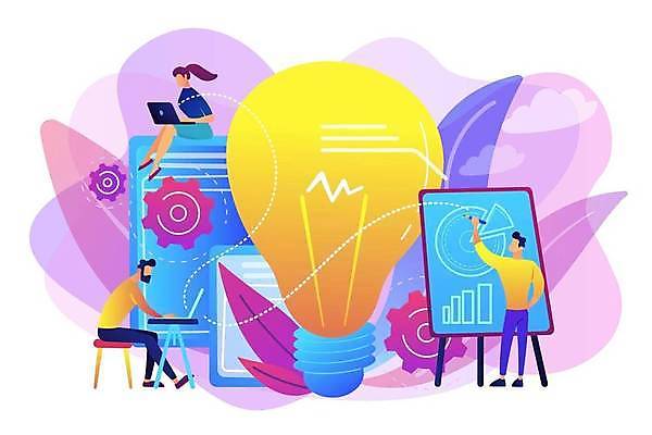 EPS 해외이미지 전신 라이프스타일 여자 남자 잎 일러스트 전구 그래프 아이디어 서기 앉기 성인 세명 노트북 스크린 비즈니스맨 비즈니스우먼 톱니바퀴 얼굴없음 성인만 해외일러스트 식물 컨셉 비즈니스 모션 사람 생활 전자제품 직장인 파일형식 벡터 이미지허브